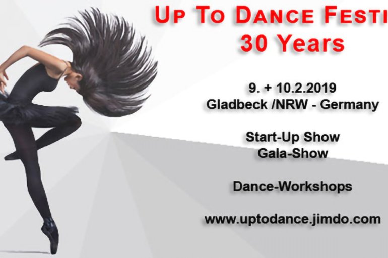 Das Key Visual der 30. Ausgabe des Up-To-Dance-Festivals in Gladbeck am 9. und 10. Februar 2019.
