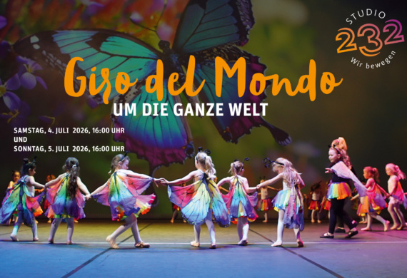 Tiitelmotiv „Giro del Mond“ tanzshow im Theater Krefeld am 4. und 5. 7. 2026